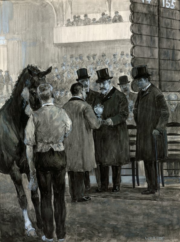 Kong Edward VII ved Hackney Horse Show med overrækkelse af pokalen af W.R.S. Stott