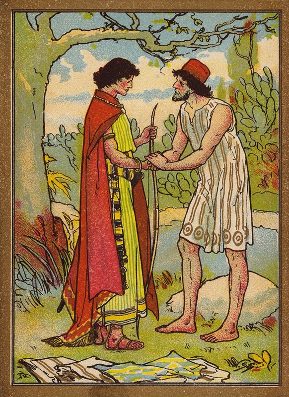 David og Jonathan (farvelitografi) af W.S. Stacey