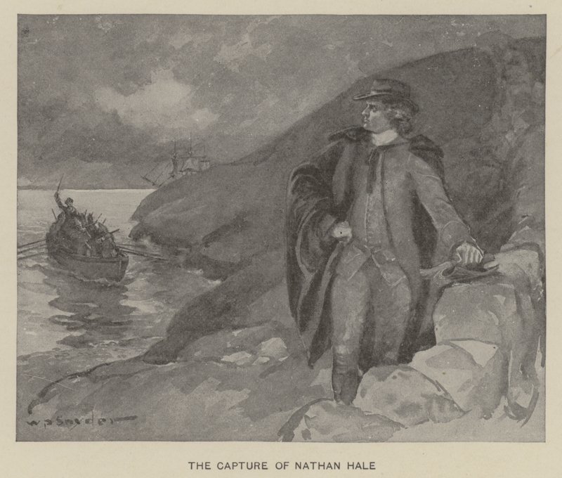 Tilfangetagelsen af Nathan Hale (litho) af W. P. Snyder