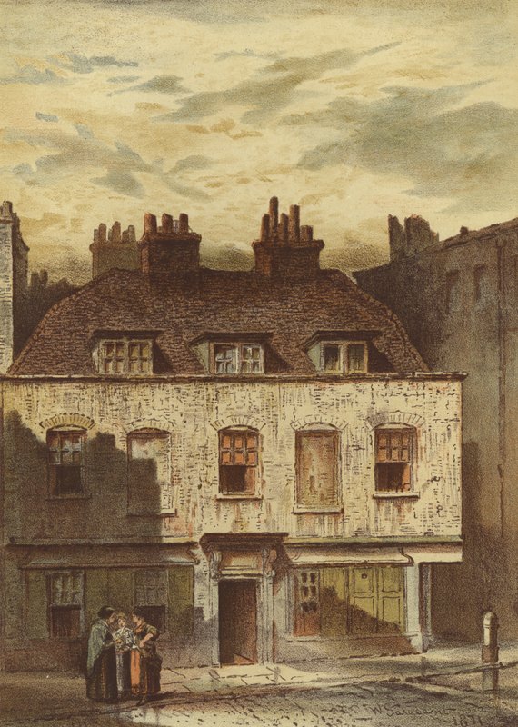Old Houses, Dyott Street, Bloomsbury (chromolitho) af Waldo Sargeant
