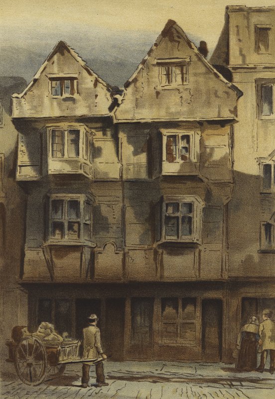 Old Houses, Wych Street, slutningen af Drury Lane (chromolitho) af Waldo Sargeant