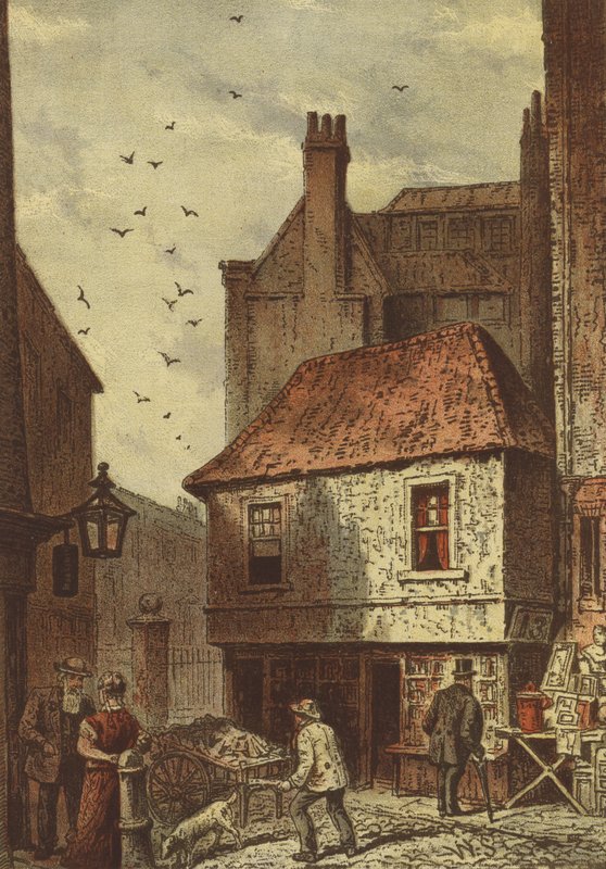 Gammel butik, Clare Market (chromolitho) af Waldo Sargeant