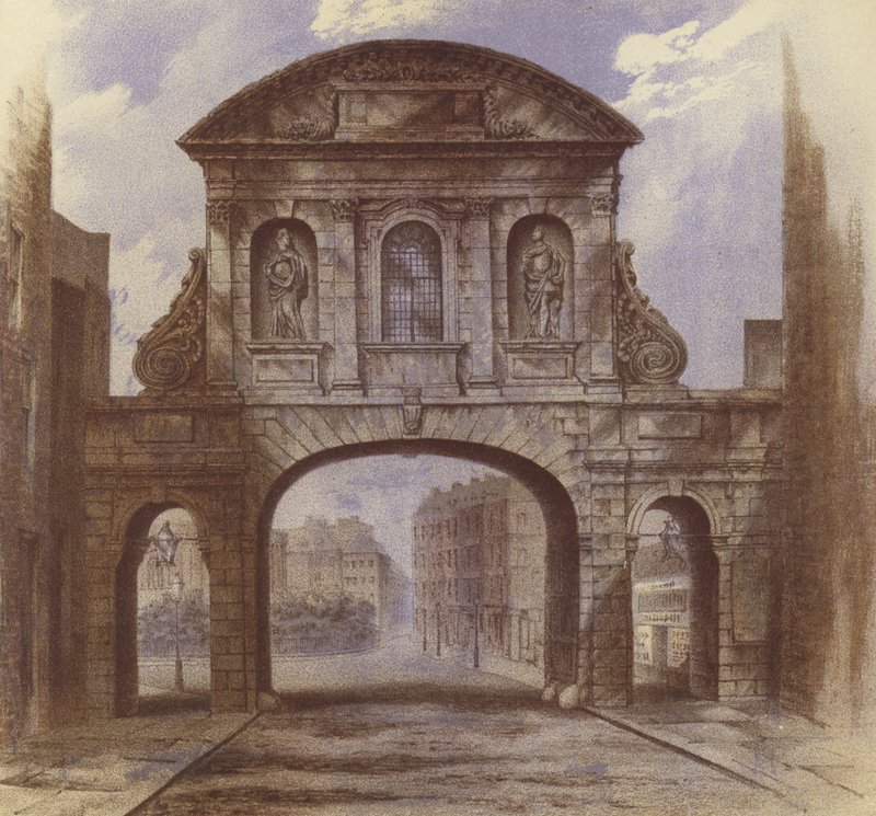 Temple Bar, Fleet Street (chromolitho) af Waldo Sargeant