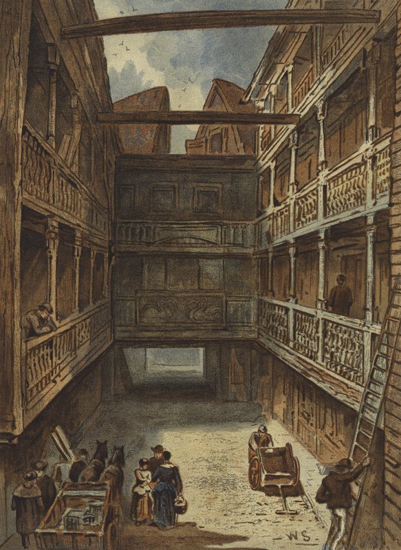 The Four Swans Inn, Bishopsgate (chromolitho) af Waldo Sargeant