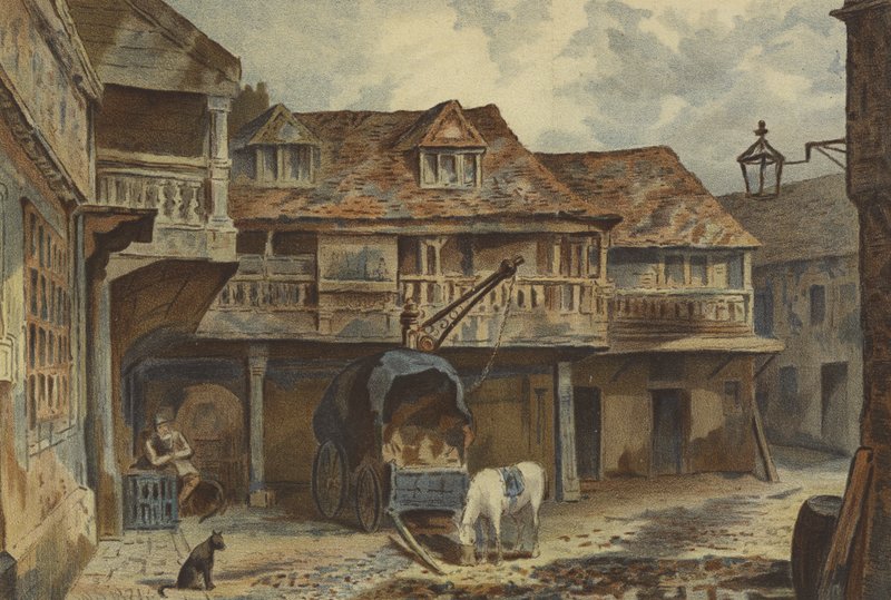 The Tabard Inn, Southwark (chromolitho) af Waldo Sargeant