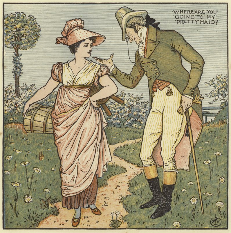 Hvor skal du hen, min smukke tjenestepige af Walter Crane