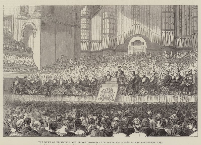 Hertugen af Edinburgh og prins Leopold i Manchester, Soiree i frihandelshallen af Walter Paget