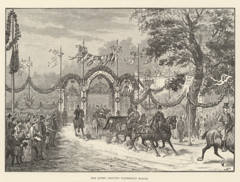 Dronningen forlader Waddesdon Manor af Walter Paget