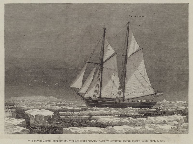 Den hollandske arktiske ekspedition, skonnerten Willem Barents ser Franz Joseph Land, 7. september 1879 af Walter William May