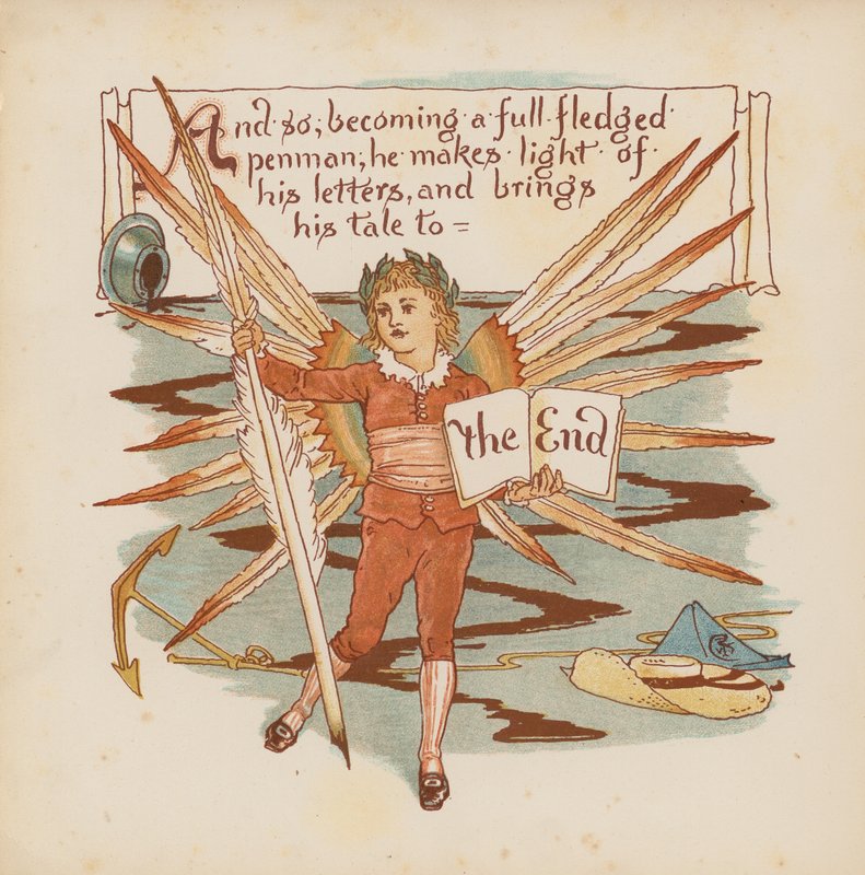Illustration til Pothooks and Perseverance af Walter Crane (farvelitografi) af Walter (after) Crane