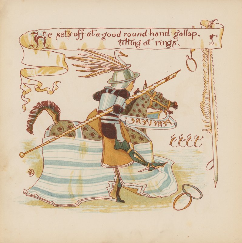 Illustration til Pothooks and Perseverance af Walter Crane (farvelitografi) af Walter (after) Crane