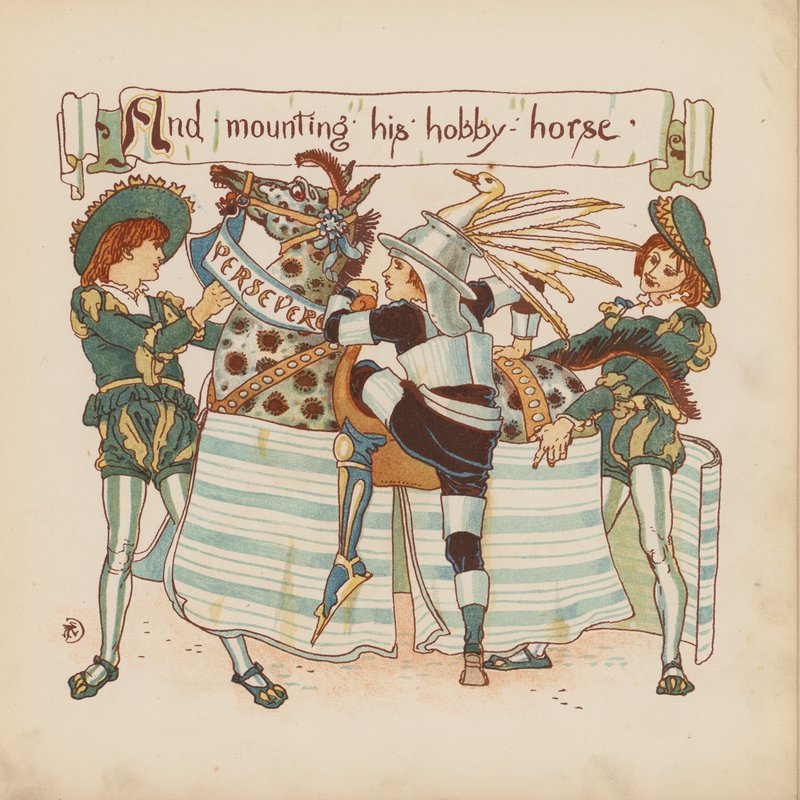 Illustration til Pothooks and Perseverance af Walter Crane (farvelitografi) af Walter (after) Crane