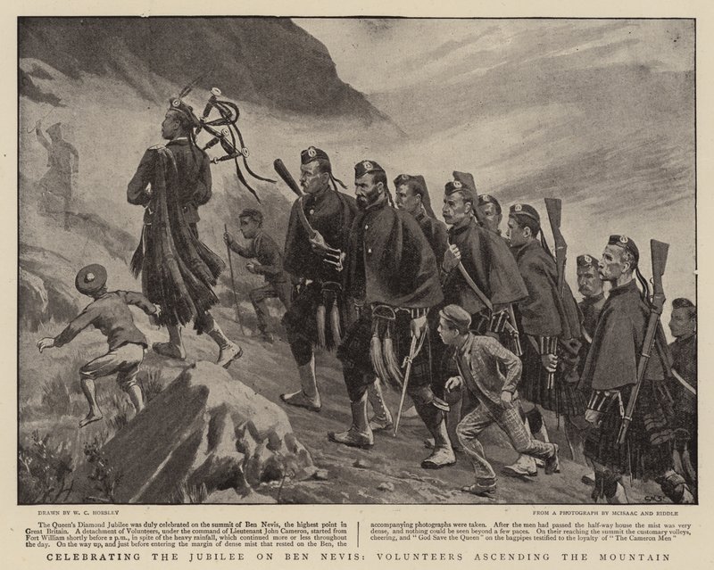 Fejrer jubilæet på Ben Nevis, frivillige bestiger bjerget af Walter Charles Horsley