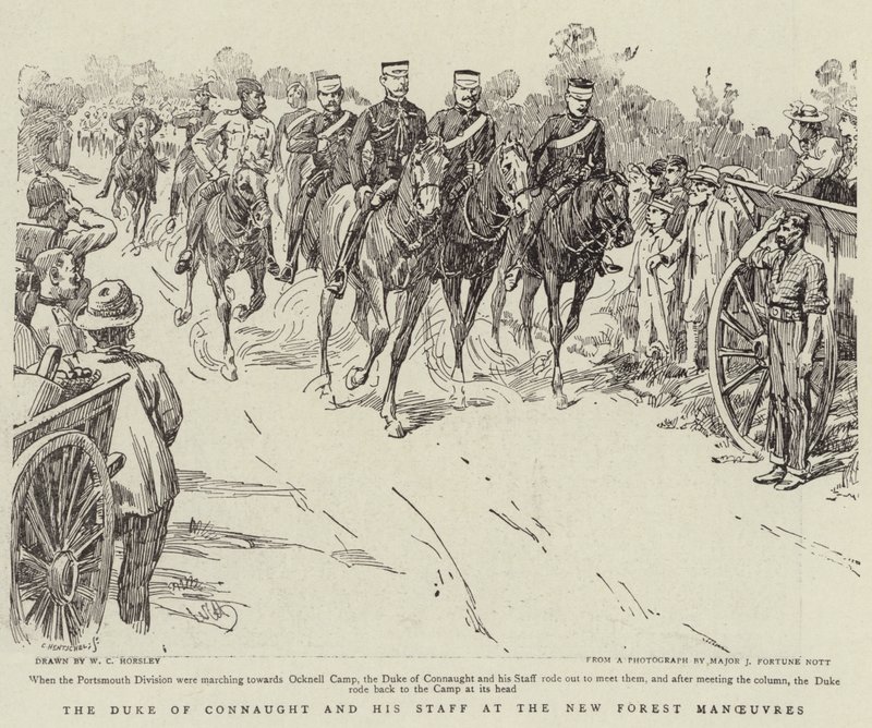 Hertugen af Connaught og hans stab ved New Forest Maneuvers af Walter Charles Horsley