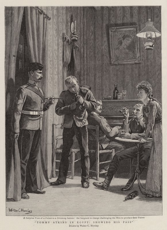 Tommy Atkins i Egypten, viser sit pas af Walter Charles Horsley