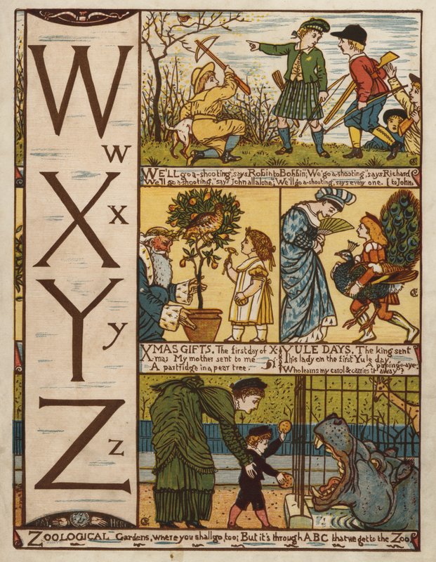 Alfabet (farve litografi) af Walter Crane