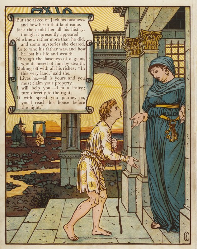 Jack og bønnestilken (farve litho) af Walter Crane