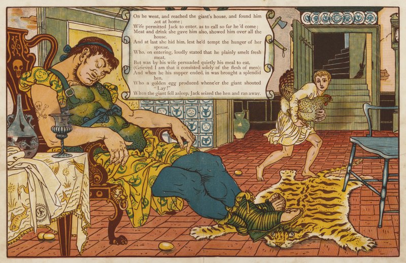 Jack og bønnestilken (farve litho) af Walter Crane