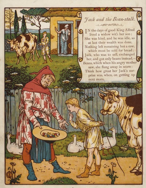 Jack og bønnestakken (litografi i farver) af Walter Crane