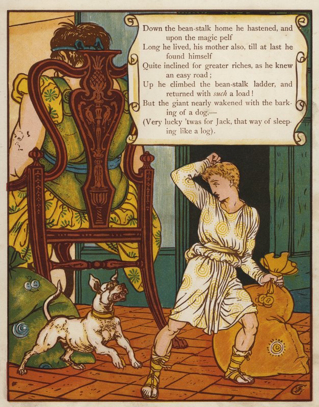 Jack og bønnestilken (farve litho) af Walter Crane
