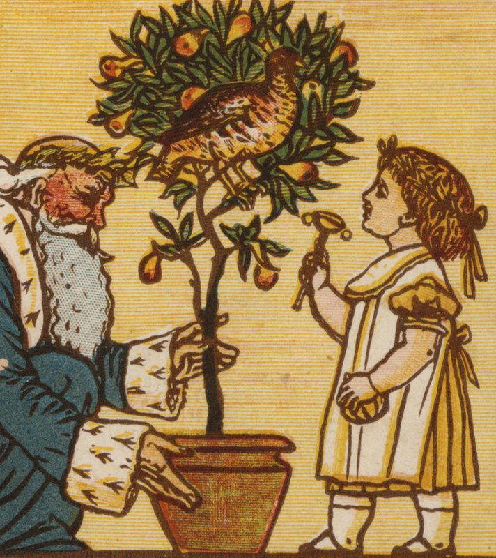 Agerhøne i et pæretræ (farve litho) af Walter Crane