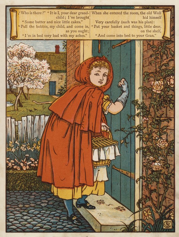 Rødhætte (farve litografi) af Walter Crane