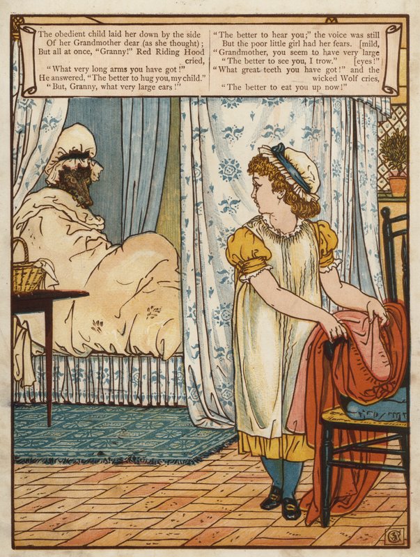 Rødhætte (farve litho) af Walter Crane