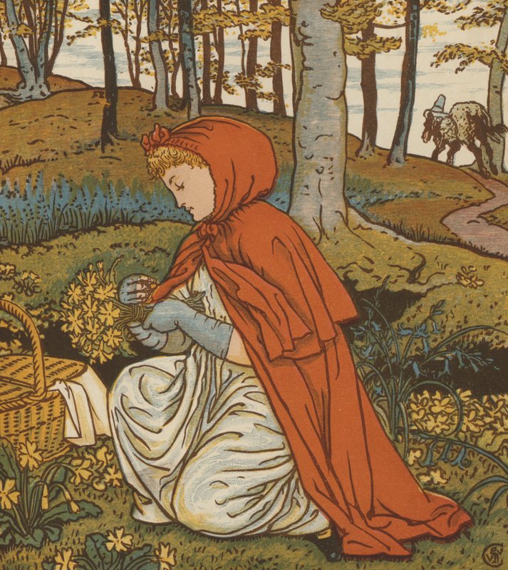Rødhætte (farve litho) af Walter Crane