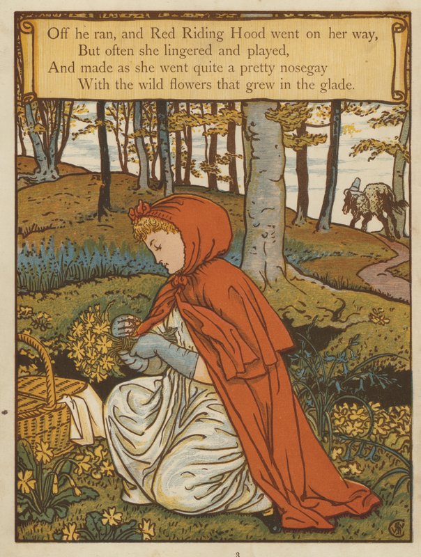 Rødhætte (farve litho) af Walter Crane