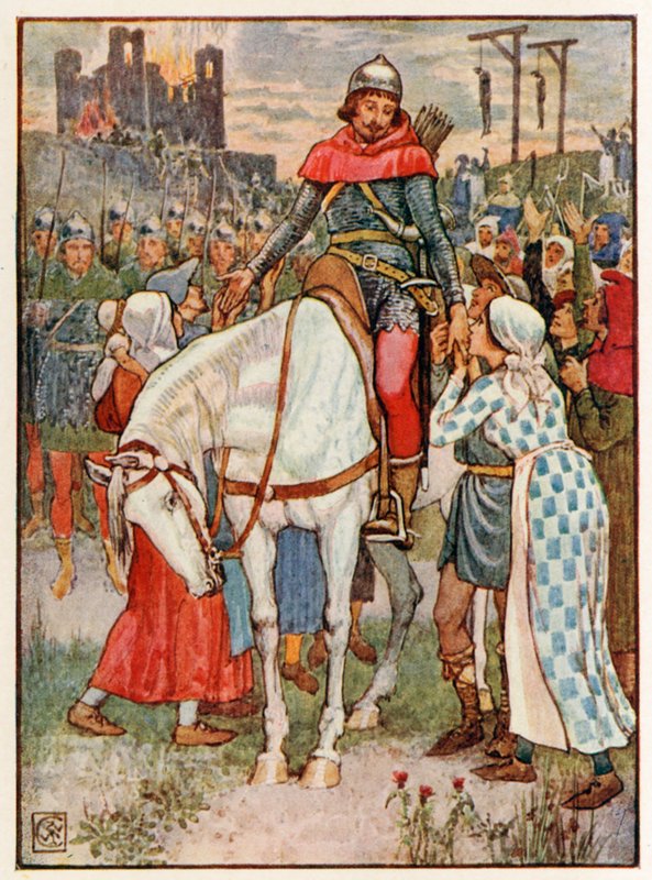 Robin Hood takkes af bønderne af Walter Crane