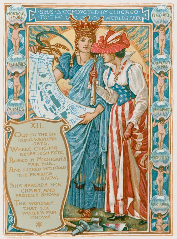Hun bliver dirigeret af Chicago til Verdensudstillingen af Walter Crane