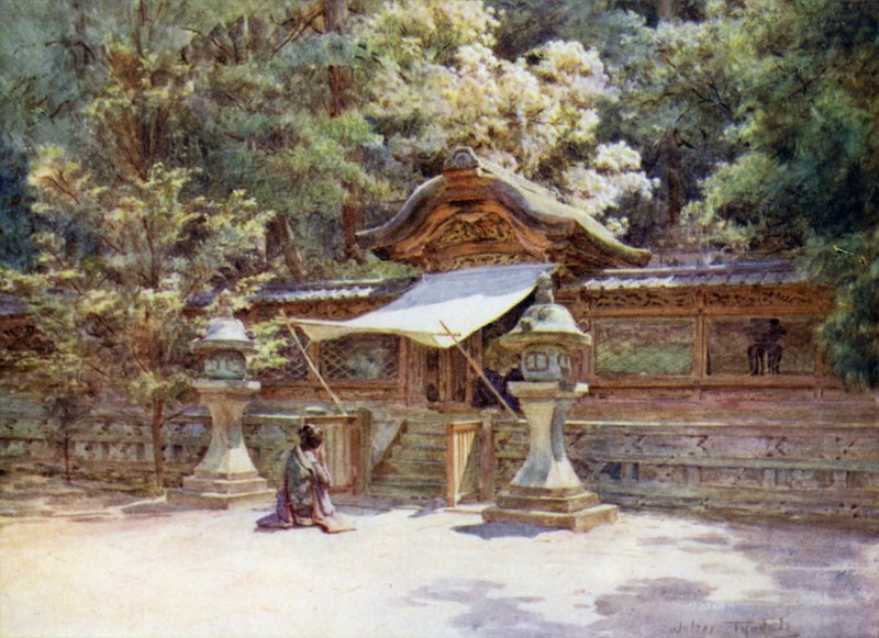 Tempelhegn og -port, Higashi Otani, Kyoto af Walter Frederick Roofe Tyndale