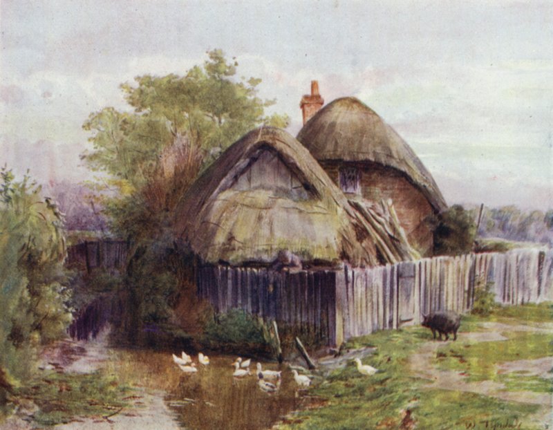 The New Forest: A Cottage at Bartley (farve litho) af Walter Frederick Roofe Tyndale