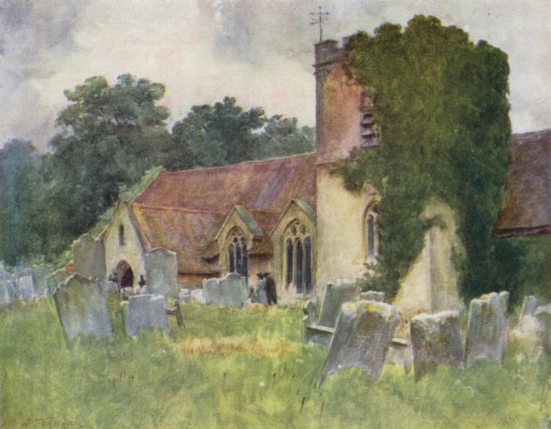 The New Forest: Boldre Church (farve litho) af Walter Frederick Roofe Tyndale