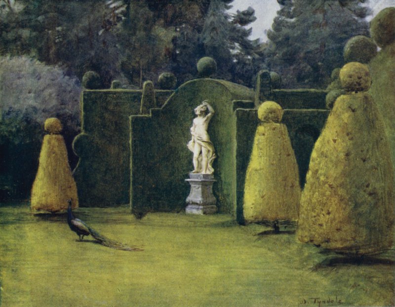 The New Forest: Bowling Green i Brokenhurst Park (farve litho) af Walter Frederick Roofe Tyndale
