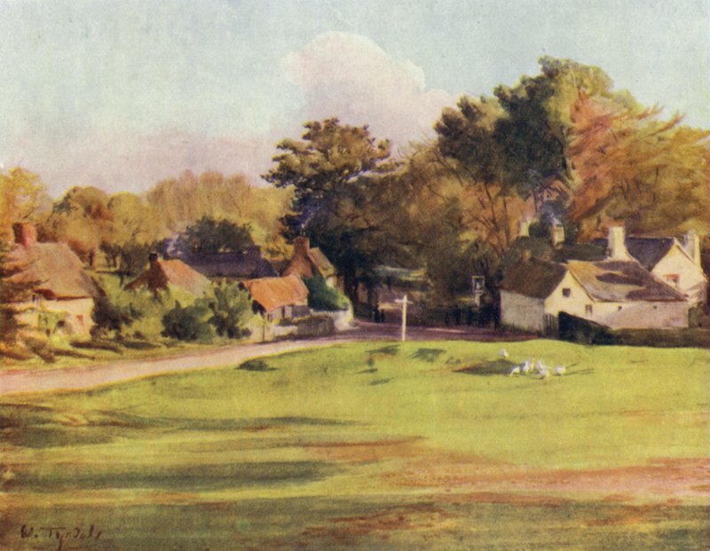 The New Forest: Swan Green, Lyndhurst (farve litho) af Walter Frederick Roofe Tyndale