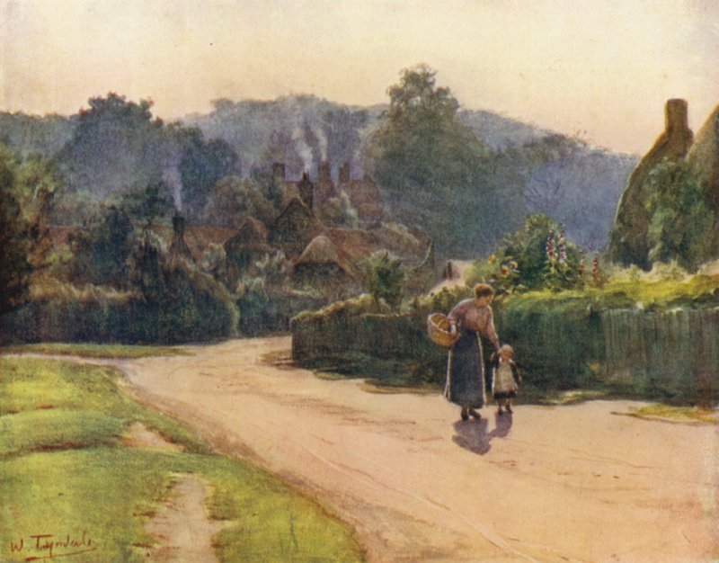 The New Forest: The Village of Emery Down (farve litho) af Walter Frederick Roofe Tyndale