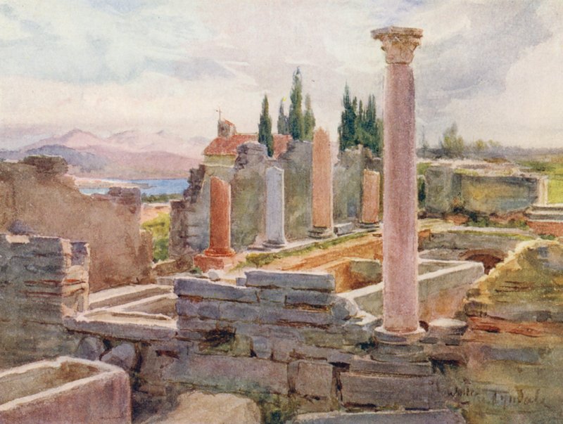 Ruinerne af Salona (farvelitografi) af Walter Frederick Roofe Tyndale