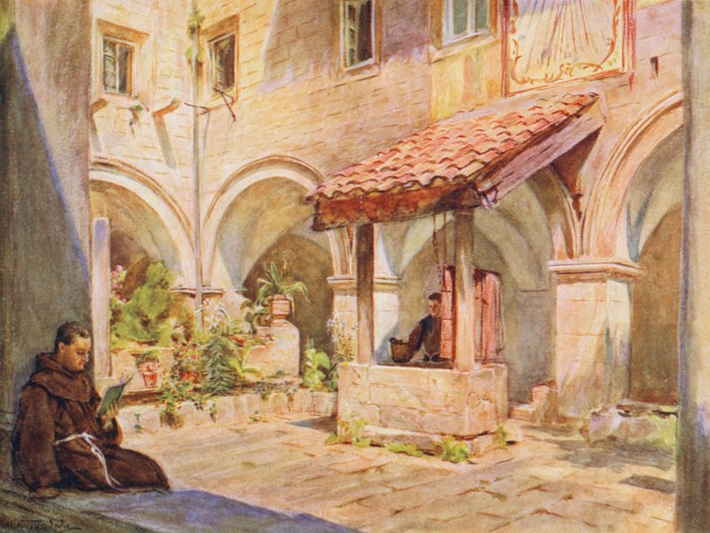 Det øvre kloster i San Francesco, Ragusa (farvelitografi) af Walter Frederick Roofe Tyndale