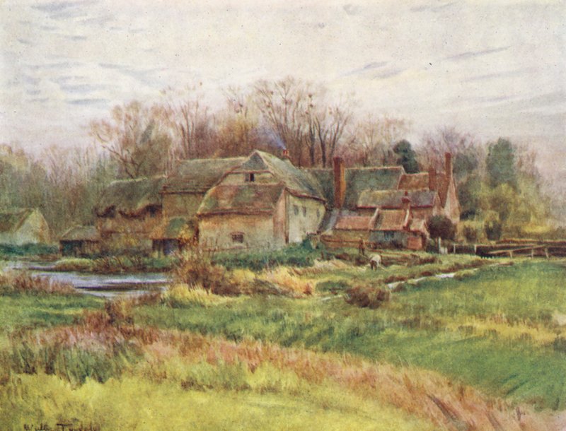 Wessex: Bindon Abbey Mill (farvelitografi) af Walter Frederick Roofe Tyndale