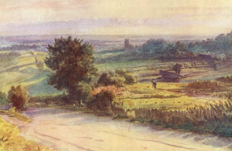 Wessex: Blackmore Vale fra Shaftesbury (farvelitografi) af Walter Frederick Roofe Tyndale