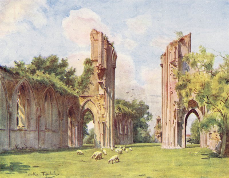 Wessex: Glastonbury Abbey (farvelitografi) af Walter Frederick Roofe Tyndale