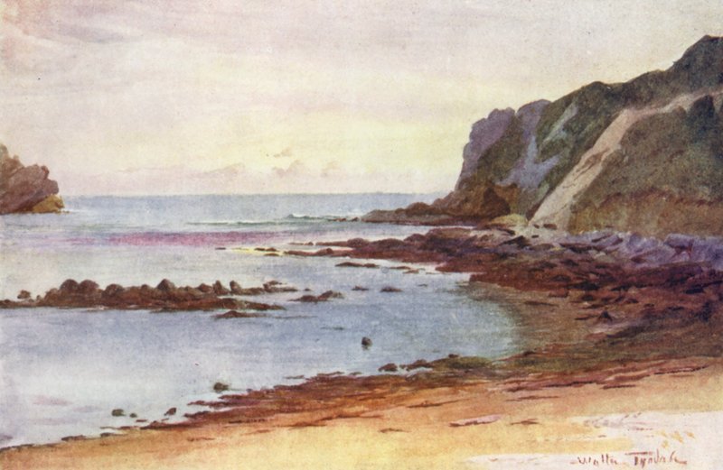 Wessex: Lulworth Cove (farvelitografi) af Walter Frederick Roofe Tyndale