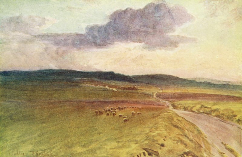 Wessex: Nær Maiden Castle, Dorchester (farvelitografi) af Walter Frederick Roofe Tyndale