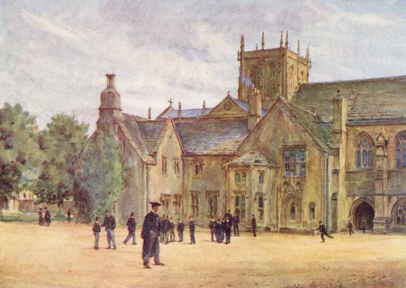 Wessex: Sherborne College (farvelitografi) af Walter Frederick Roofe Tyndale