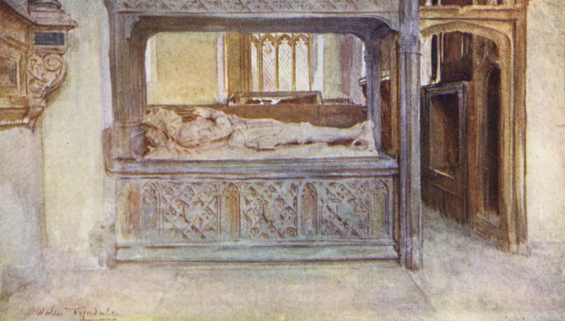 Wessex: The Athelhampton Aisle i Puddletown Church, nær Dorchester (farvelitografi) af Walter Frederick Roofe Tyndale