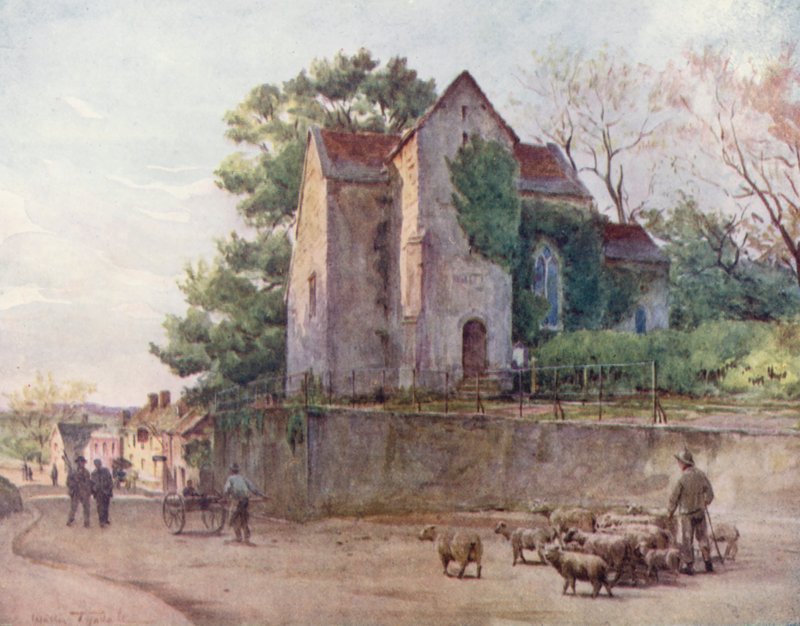 Wessex: Den saksiske kirke i Wareham (farvelitografi) af Walter Frederick Roofe Tyndale