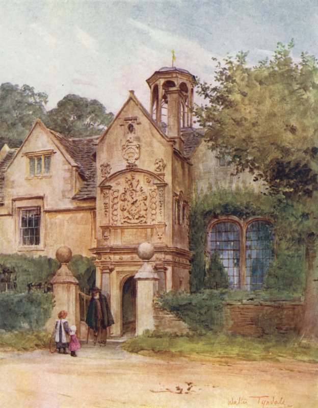 Wessex: Almshouses, Corsham, Wilts (farvelitografi) af Walter Frederick Roofe Tyndale