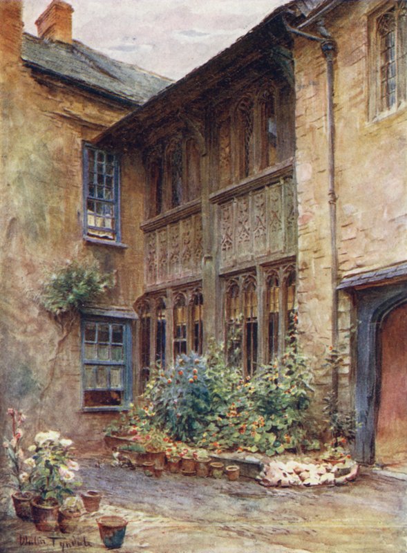 Wessex: Gården ved Luttrell Arms, Dunster (farvelitografi) af Walter Frederick Roofe Tyndale