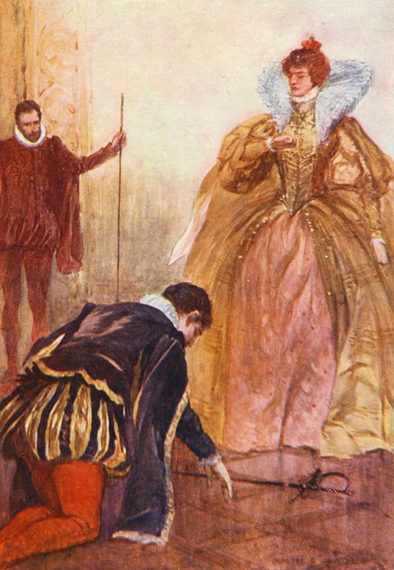 Illustration til Kenilworth af Sir Walter Scott (farvelitografi) af Walter Grieve